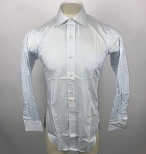 1960s Excello Dress Shirt Crest Club Karnac Cotton Blue Vtg MCM Mens 15 34 NOS