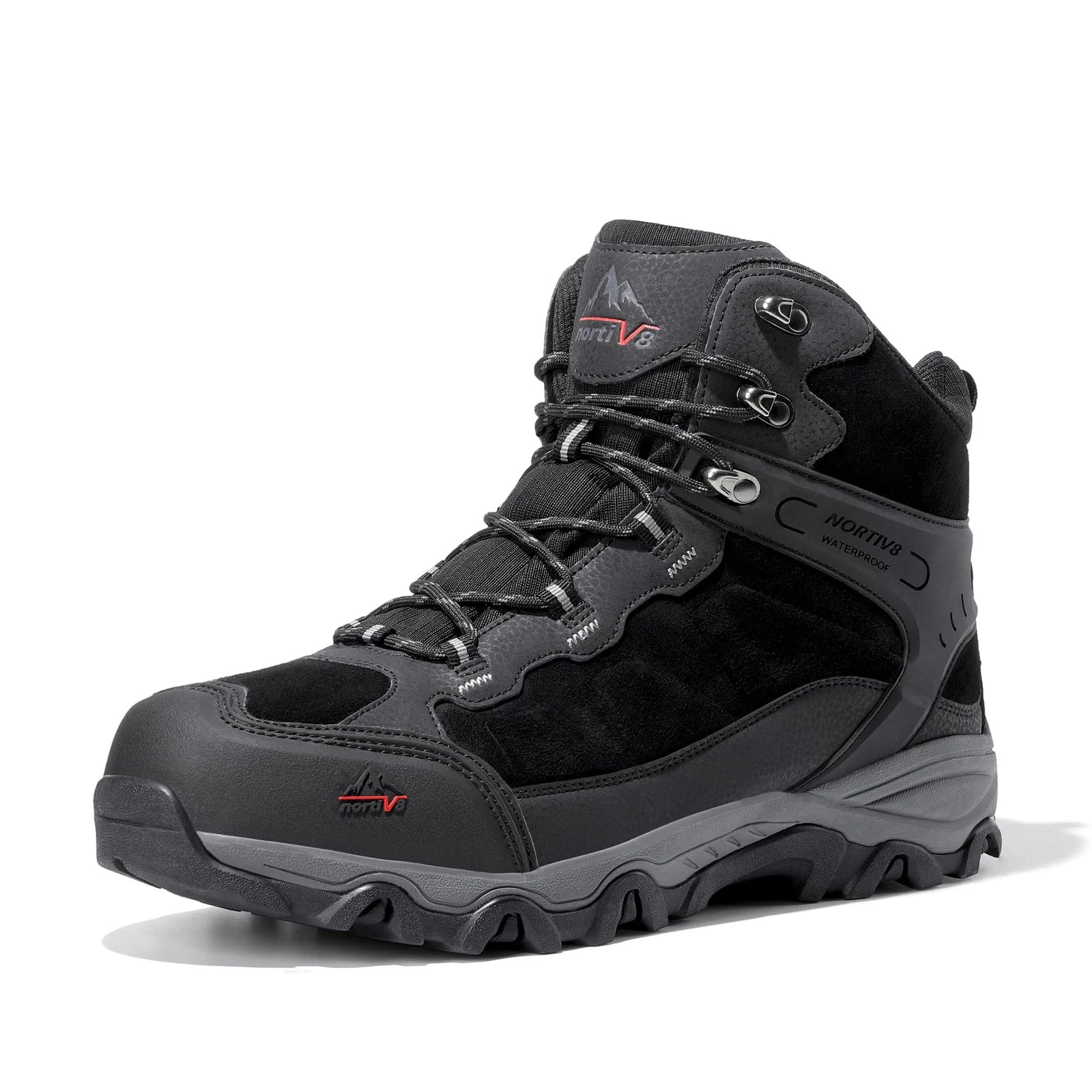 NORTIV 8 Men's Waterproof Hiking Boots Outdoor Mid Trekking 11, Black