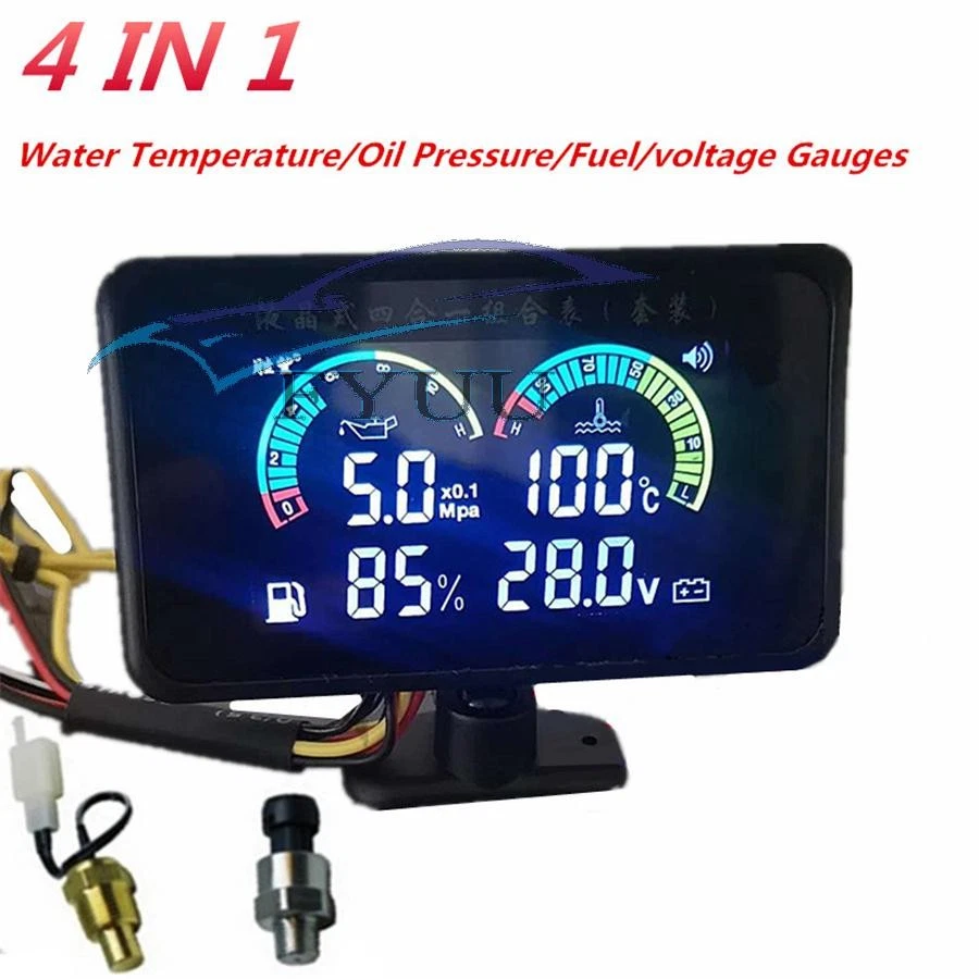 Multifunción 12/24V Coche Camión Presión Aceite/Voltímetro/Temperatura del Agua/Medidor de Combustible de Aceite Foto 2 de 4