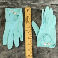 Womens Turquoise Wrist-Length Nylon Gloves, B...