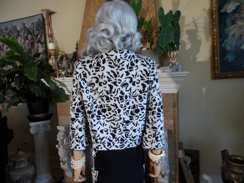 St. John Collection Black & White Wool Blend Knit Dress & Jacket Set Size 10 - Picture 16 of 19