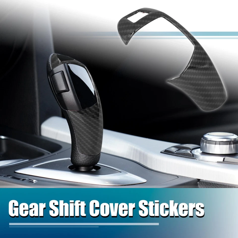 Cubierta del panel de la perilla de cambio de marchas de coche con patrón de fibra de carbono pegatina para BMW 2013-2020 Foto 2 de 4