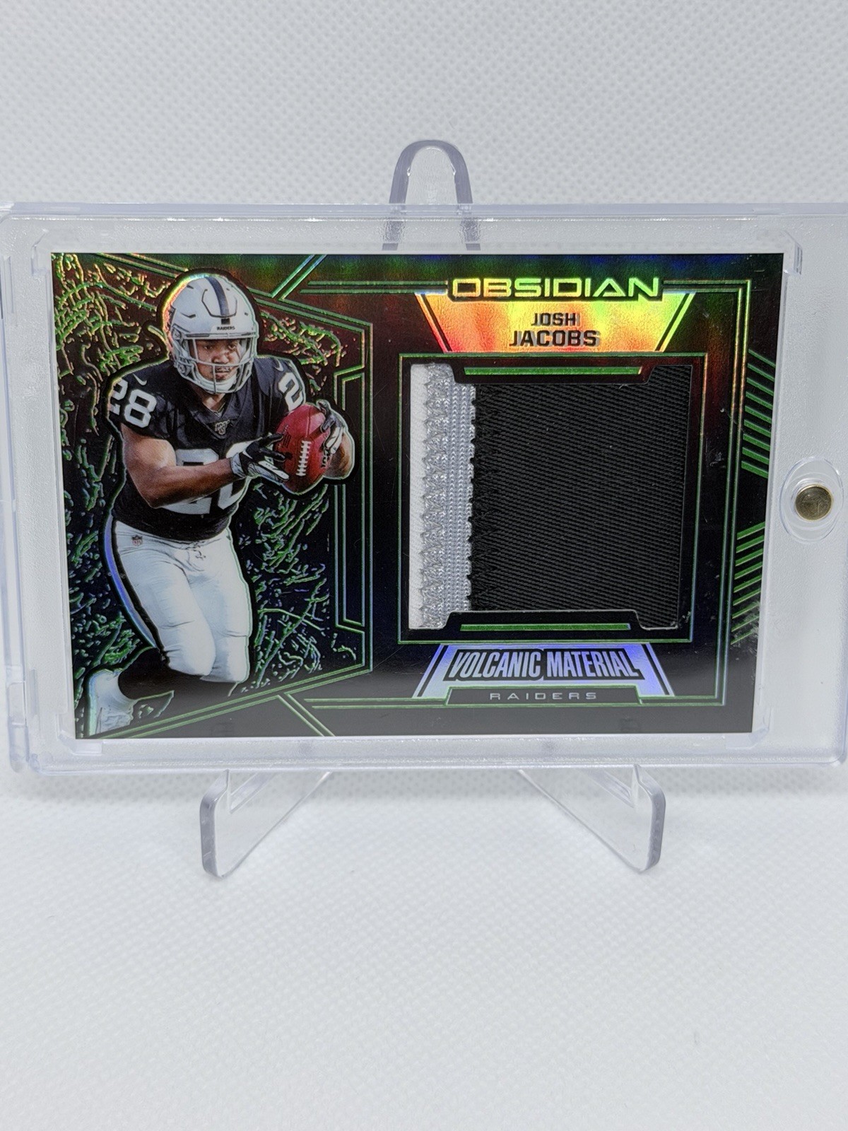 Josh Jacobs Panini Obsidian Volcanic Material #VM9 Electric Etch Green