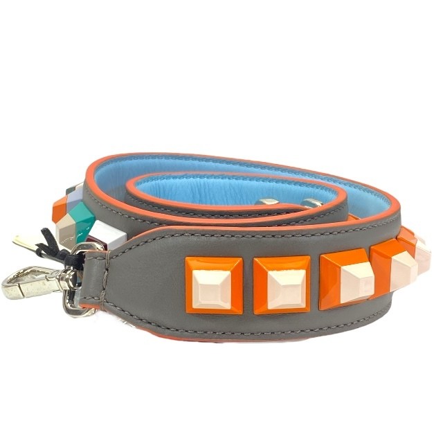 FENDI Long Leather Shoulder Strap with Studs Rare Bag Accessory