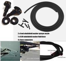 9.8Ft Car Wiper Washer Spray Hose Connection Fitting + Windshield Washers Nozzle