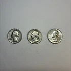 Washington Quarters 1950 1950 D 1961 D Lot 3 Coins 25C 90% Silver Circulated