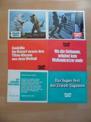 KING KONG GEGEN GODZILLA, 2 originale Kino-Aushangfotos + 4 Texttafeln, EA