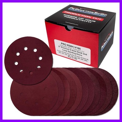 160 Pack 5 inch Sanding Discs 8-Hole Red Variety Pack Grit, Hook ,Loop Sandpaper