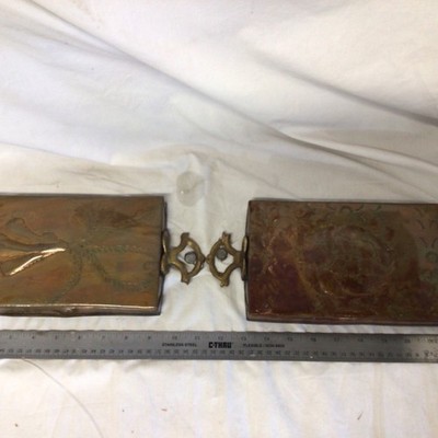 Vintage Pair Copper Rectangular Cheese pan Solid brass handles