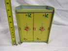VINTAGE DOLL FURNITURE TIN LITHO METAL J CHEIN WARDROBE CLOSET CLOTHING HOLDER