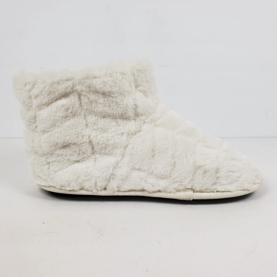 Zapatillas cálidas cómodas sin cordones Muk Luks acogedoras para mujer talla 7 blancas de piel sintética WPL6134 Foto 4 de 4