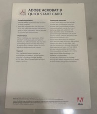 Adobe Acrobat 9 Quick Start Card From Adobe Acrobat 9 Pro Extended Set - Free Sh