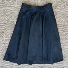 Vintage A-Line Full Wool Black Midi Skirt Made in France Louis Feraud FR 44