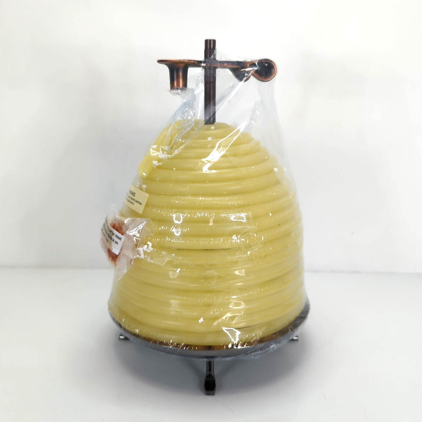 Candle By The Hour Beehive Shaped Coiled Wax Candle w/ Stand