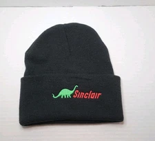 Sinclair Oil Dinosour Black Beanie Cap Hat Dino Logo Embroidery One Size - RARE!