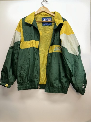 VINTAGE 90er OAKLAND A'S Large STARTER JACKE ELEFANT (FLECKEN SIEHE BILDER) - Bild 2 von 8
