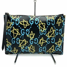 Gucci Ghost 445597 Clutch Bag Trouble Andrew Collaboration Leather Black Used