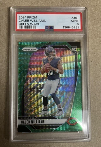 2024 Panini Prizm - Rookies Caleb Williams #301 Green Wave Prizm (RC)-PSA 9