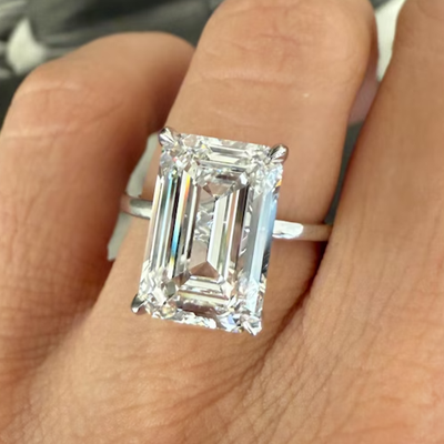 #ad 6.00Ct Emerald Cut EF Lab Grown Diamond Solitaire Engagement Ring 14K White Gold $2199.99