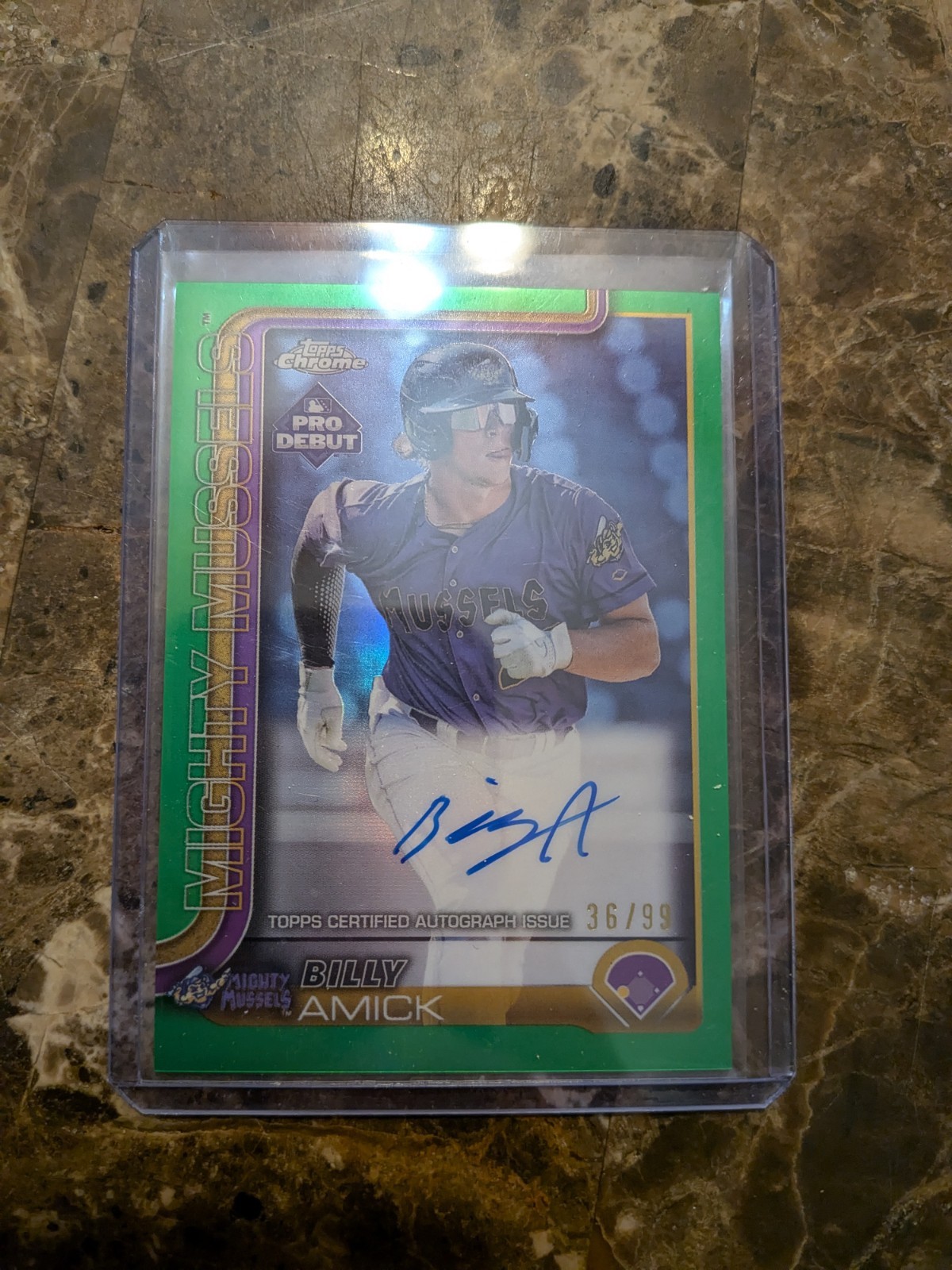 2025 Topps Pro DebutChrome Billy Amick #PDC-83 Green Refractor Auto /99 (AU, RC)