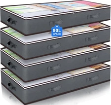 90L under Bed Storage Containers, Closet Organizers and Storage Bins, Foldable U