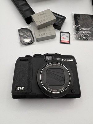 Canon PowerShot G15 12.1MP Digital Camera Black w/5x Zoom Bundle