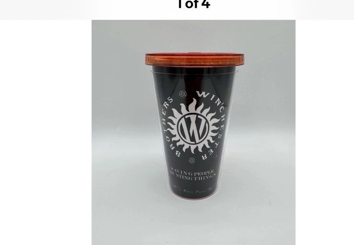 Supernatural Sam & Dean Winchester Brothers Tumbler  With Black Straw New