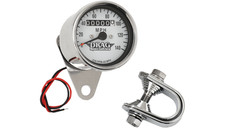 Drag Motorcycle Mini Speedometer Lighted 224060 Chrome White Face Mph