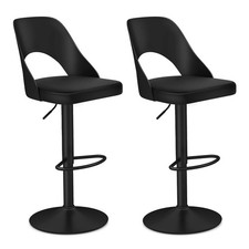 Bar Stools Set of 2 w/Enlarged PU Leather Seat Footrest Swivel Bar Chairs