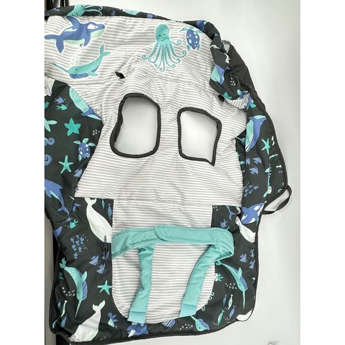 Goldbug Shopping Cart Cover Kids Gray Sea Life Nautical Narwhal Whale