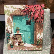 Paint By Number Blue Door Flowers Art Canvas