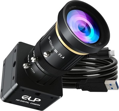 ELP 5MP 60FPS Global Shutter USB3.0 Camera Manual Zoom Webcam for Computer UVC U