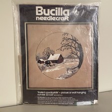 Vintage Bucilla Needlecraft Kit Snowy American Countryside Persian crewel wool