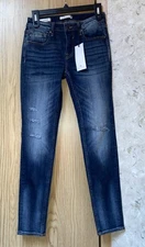 Vigoss Jeans Womens 26 x 28 The Jagger Skinny Distressed Blue Dark Wash NWT