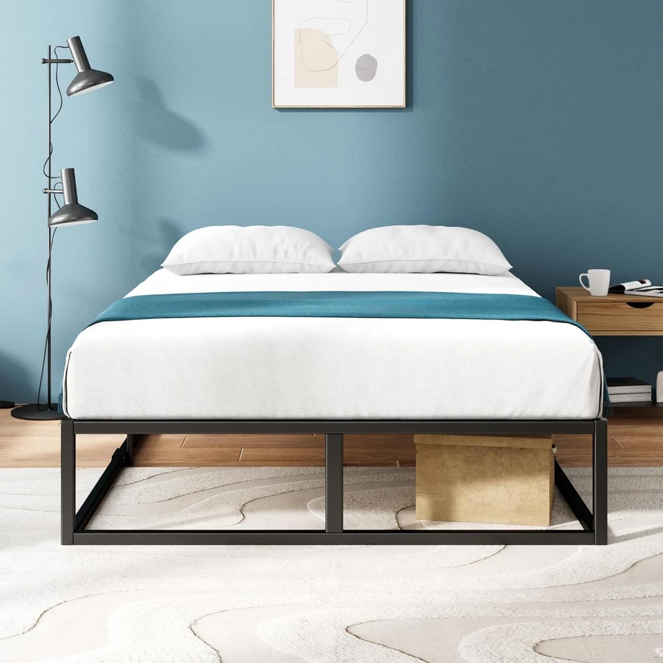 Platform Bed Frame Wood Slat Support No Box Spring Needed Easy Assembly - Image 4 of 4