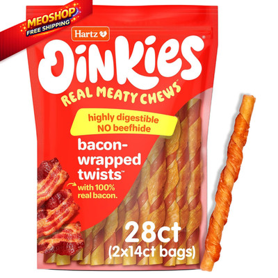Hartz New Oinkies Bacon Wrapped Twists, Real Meaty 0.37 Ounce (Pack of 28) 