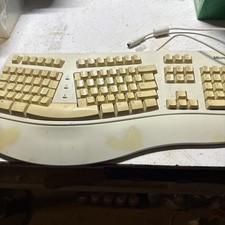 Vintage Microsoft Natural Keyboard UNTESTED 59758 White Ergonomic W/ Wired Mouse