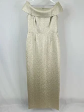 RICKIE FREEMAN TERI JON NWT $570 Size 12 Champagne Women Column Gown Dress