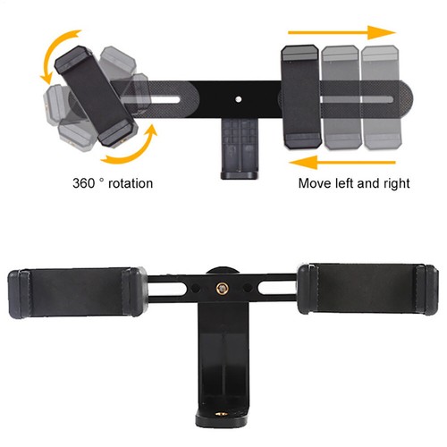 Dual Camera Phone Clip 360° Rotating Plastic Durable Mobile Phone Stand Holder - Photo 2 sur 11