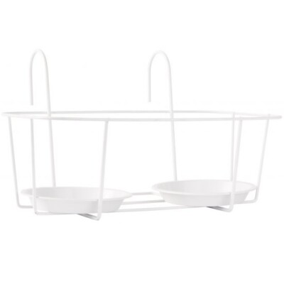 White Railing Holder Hanging Balcony For 2 Pots With Saucer by Ib Laursen