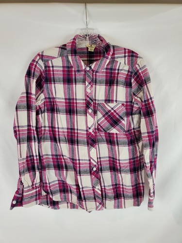 Woolrich Womens Pink & White Plaid Long Sleeve Button Up Flannel Size Large - Bild 1 von 6