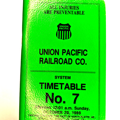 OKT 1989 Union Pacific Railroad Mitarbeiter Fahrplan Bahnhof Systemkarte 3K