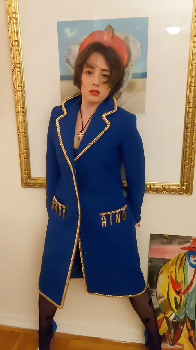 Moschino Couture Royal Blue Coat with Gold Logo by Jeremy Scott