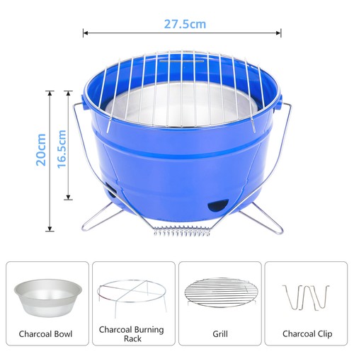Grilleimer Grill Holzkohlegrill Grillkübel Feuerkorb Picknick Party Camping BBQ - Bild 3 von 15