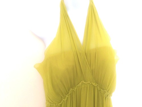 $450 New Vera Wang Lavender Chartreuse Chiffon Ruffle Pleated Halter Dress Sz 0 - Picture 8 of 11