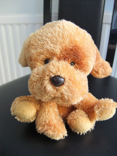 6" small ginger brown puppy dog patch soft cuddly toy teddy bear