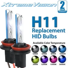 XtremeVision H11 (H8/H9) HID Xenon Bulbs - 4300K 5000K 6000K 8000K 10000K