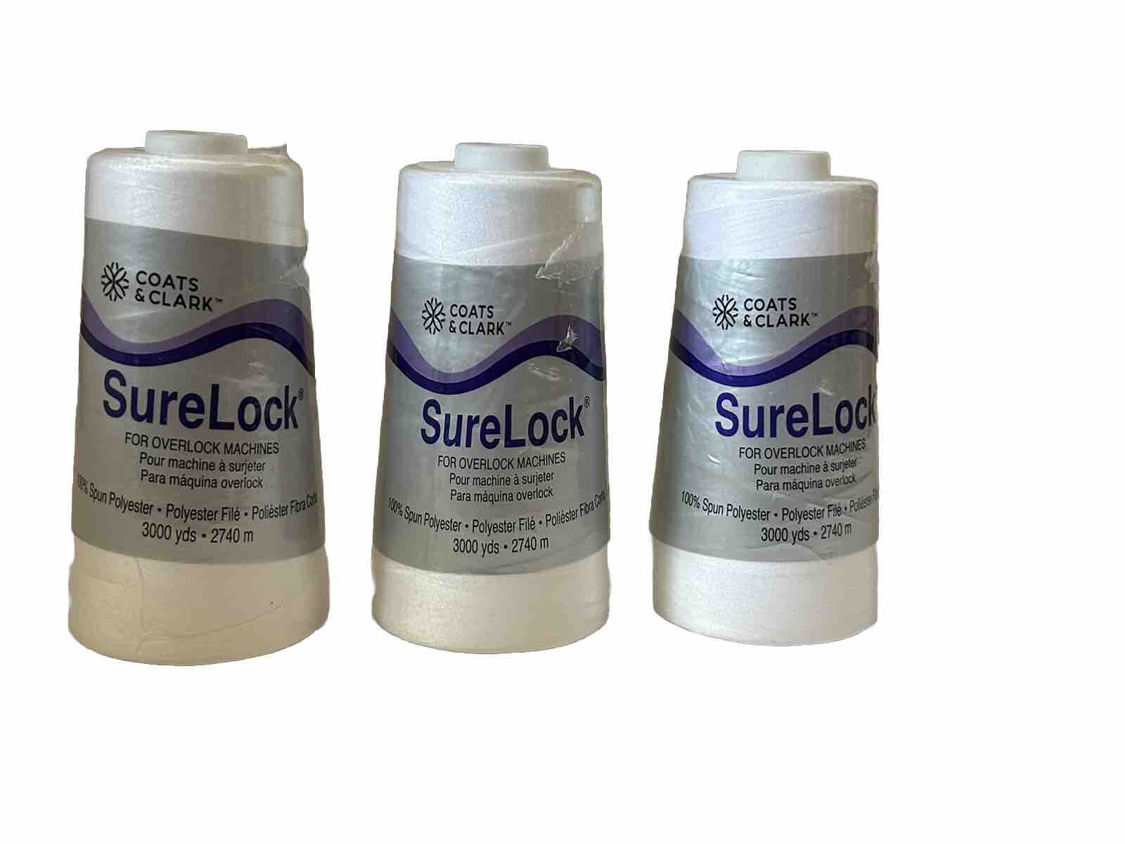 Coats & Clark Surelock 100% Spun Polyester Thread 3,000 yds White-Lot ...
