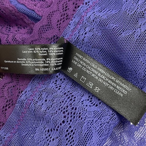 Natori Escape Lace Thong Panty Underwear Blue Purple Medium NWOT NEW - Picture 6 of 6
