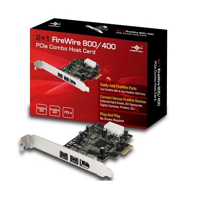 Vantec 2+1 FireWire 800/400 PCIe Combo Host Card (UGT-FW210) 3-Port, FW800/400